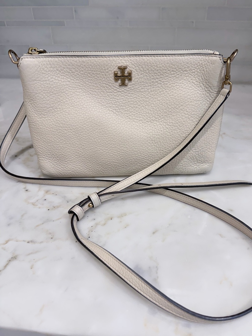Tory Burch Small Kira Pebbled Leather Top Crossbody